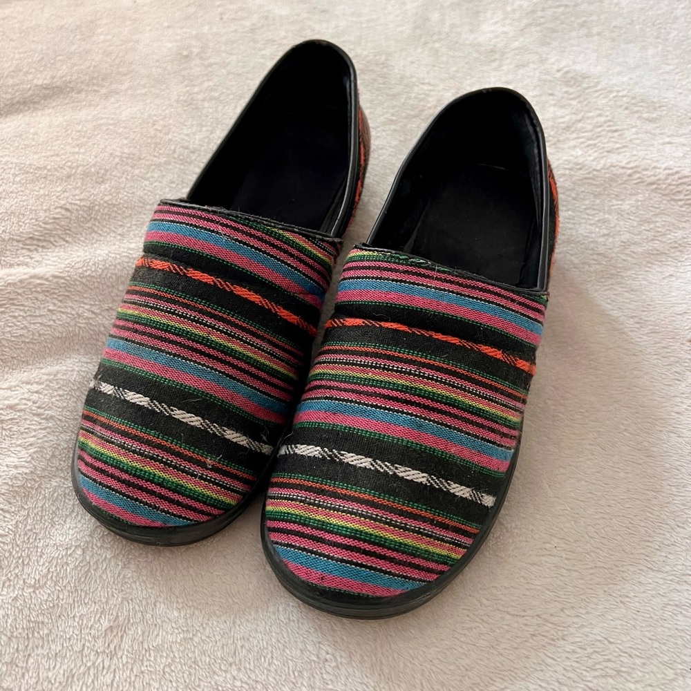 Colorful clogs- size 8.5. Multicolored stripes